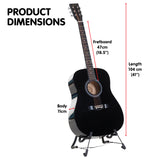 Karrera 41-Inch Black Acoustic Guitar with Accessories and Carry Bag - 45-Degree Angle