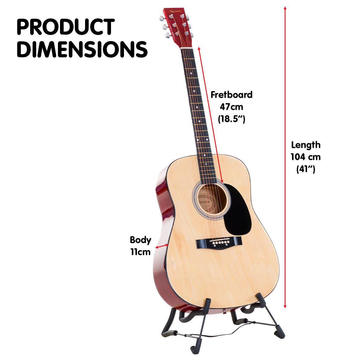 Karrera 41-inch Natural Acoustic Guitar Set with Carry Bag and Accessories