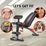 Powertrain Adjustable FID Home Gym Bench with Preacher Curl Pad - Front View