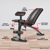 Powertrain Adjustable FID Home Gym Bench with Preacher Curl Pad - Low Angle