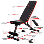 Powertrain Adjustable Weight Bench with Incline Decline And 7 Backrest Positions