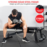Powertrain Multi Workout Bench with Transport Wheels and Adjustable Backrest - Close-Up Angle