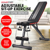 Powertrain Adjustable Incline Decline Exercise Bench Resistance Bands - Front View
