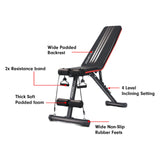 Powertrain Adjustable Incline Decline Exercise Bench Resistance Bands - Side View