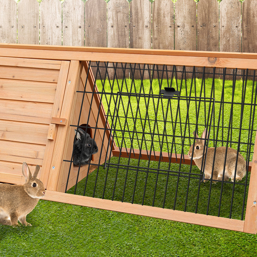 Furtastic Triangle Wooden Rabbit Hutch Outdoor A-Frame Bunny Cage Small Animal Enclosure Fir Wood Pet House