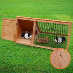 Furtastic Triangle Wooden Rabbit Hutch Outdoor A-Frame Bunny Cage Small Animal Enclosure Fir Wood Pet House