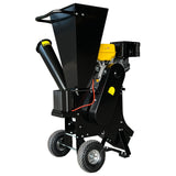 Ducar 89mm Key Electric Start Wood Chipper 420cc 15hp 4-stroke Engine Unleaded Petrol Garden Shredder Mulcher Grinder - 601c Black - Front View