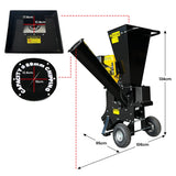 Ducar 89mm Key Electric Start Wood Chipper 420cc 15hp 4-stroke Engine Unleaded Petrol Garden Shredder Mulcher Grinder - 601c Black - Side View
