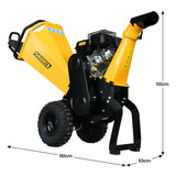 Ducar 70p 3600 Rpm Yellow Black Wood Chipper Shredder Mulcher Grinder Recoil & Electrical Starting System 100mm Capacity Ohv 4-stroke Engine 212cc Unleaded Petrol - Side View