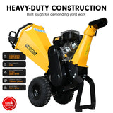 Ducar 70p 3600 Rpm Yellow Black Wood Chipper Shredder Mulcher Grinder Recoil & Electrical Starting System 100mm Capacity Ohv 4-stroke Engine 212cc Unleaded Petrol - 45-Degree Angle