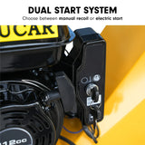 Ducar 70p 3600 Rpm Yellow Black Wood Chipper Shredder Mulcher Grinder Recoil & Electrical Starting System 100mm Capacity Ohv 4-stroke Engine 212cc Unleaded Petrol - Rear View