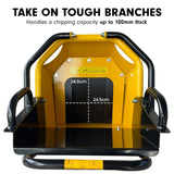 Ducar 70p 3600 Rpm Yellow Black Wood Chipper Shredder Mulcher Grinder Recoil & Electrical Starting System 100mm Capacity Ohv 4-stroke Engine 212cc Unleaded Petrol - Close-Up Angle