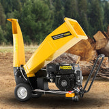 Ducar D70 7HP Wood Chipper Electric Start Shredder Mulcher Grinder Petrol in Yellow - Low Angle
