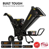 Ducar K70 7HP Wood Chipper Shredder Mulcher Grinder Petrol in Black - 45-Degree Angle