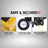 Ducar Wood Chipper Shredder Mulcher Garden 8hp Petrol Motor Upright Grinder - Yellow - Side View