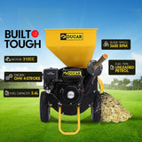 Ducar Wood Chipper Shredder Mulcher Garden 8hp Petrol Motor Upright Grinder - Yellow - Top-Down View