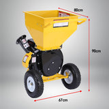 Ducar Wood Chipper Shredder Mulcher Garden 8hp Petrol Motor Upright Grinder - Yellow - Low Angle
