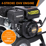 Ducar 7hp Wood Chipper Shredder Mulcher Grinder Petrol Silver - Low Angle