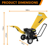 Ducar 7hp Wood Chipper Shredder Mulcher Grinder Petrol Yellow - Rear View