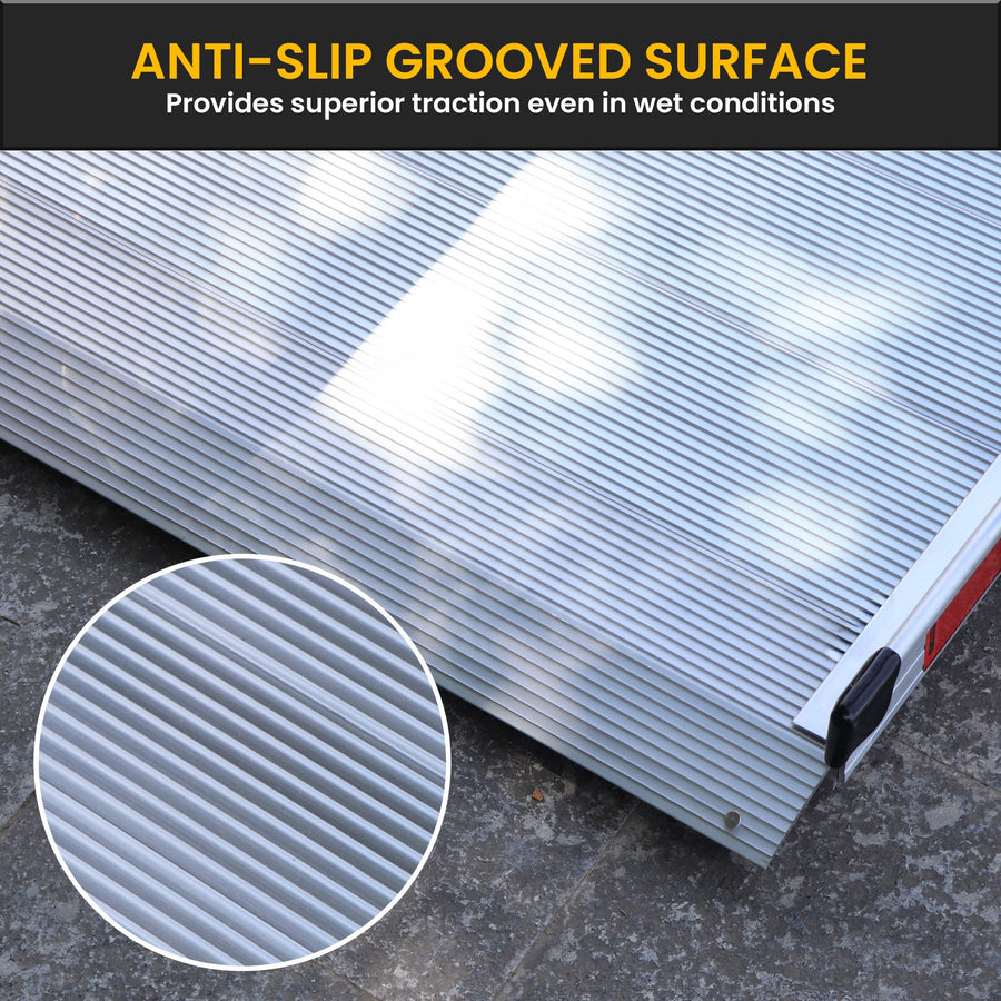 Kartrite 6ft Aluminium Mobility Wheelchair Ramp with Safety Handrails Non-Slip Portable Threshold Ramp 850lbs