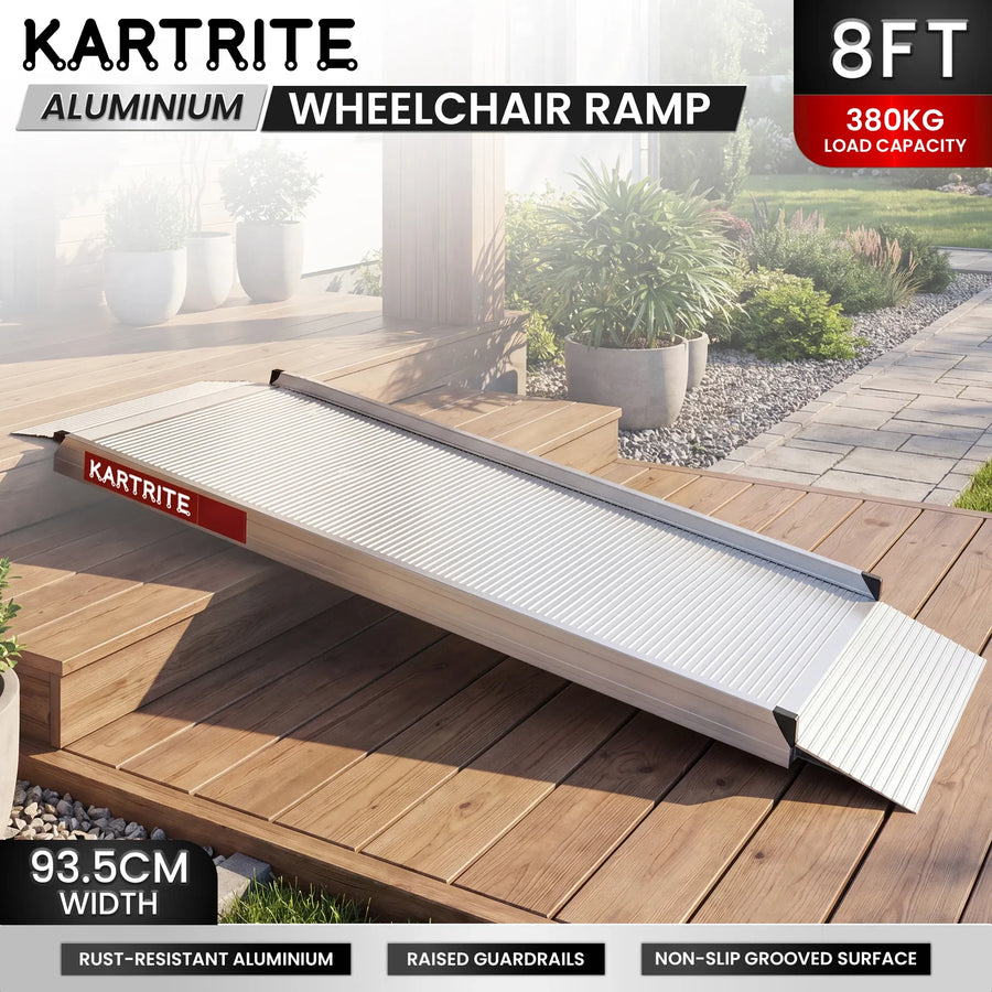 Kartrite 8ft Aluminium Wheelchair Ramp 380kg Heavy Duty Portable Non-Slip Access Ramp for Mobility Scooter