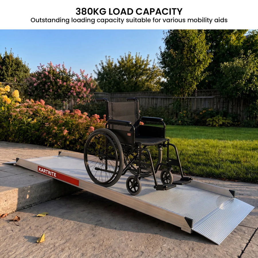 Kartrite 8ft Aluminium Wheelchair Ramp 380kg Heavy Duty Portable Non-Slip Access Ramp for Mobility Scooter