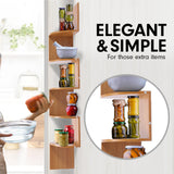 Sarantino 5 Tier Corner Wall Shelf Display Shelves Dvd Book Storag Rack Floating Mounted - Beech - Front View