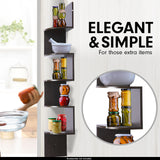 Sarantino 5 Tier Corner Wall Shelf Display Shelves Dvd Book Storage Rack Floating Mounted - Dark Brown - Front View