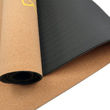 Powertrain Cork Yoga Mat with Carry Straps Home Gym Pilates - Chakras - Side View
