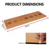 Powertrain Cork Yoga Mat with Carry Straps Home Gym Pilates - Chakras - Top-Down View