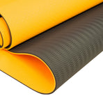 Powertrain 8mm Thick TPE Yoga Mat Non-Slip Home Gym Fitness Exercise Pilates Workout Mat with Carry Strap - Orange