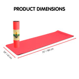 Powertrain TPE Yoga Exercise Mat Home Gym Pilates Fitness 8mm Thick in Red - Front View