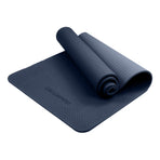 Powertrain 6mm Non-Slip TPE Yoga Mat Double Layer Exercise Pilates Fitness Workout Mat with Carry Strap - Dark Blue