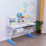 Height Adjustable Children Kids Ergonomic Study Desk Chair Set 120cm Blue AU - Rear View