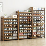 6 Tier Tower Bamboo Wooden Shoe Rack Corner Shelf Stand Storage Organizer - Front View