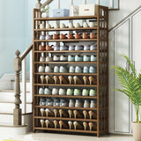 6 Tier Tower Bamboo Wooden Shoe Rack Corner Shelf Stand Storage Organizer - Top-Down View