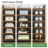 8 Tier Tower Bamboo Wooden Shoe Rack Corner Shelf Stand Storage Organizer - Side View