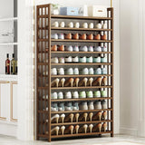 10 Tier Tower Bamboo Wooden Shoe Rack Corner Shelf Stand Storage Organizer - Side View