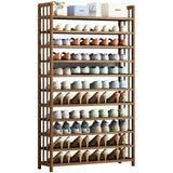 10 Tier Tower Bamboo Wooden Shoe Rack Corner Shelf Stand Storage Organizer - Top-Down View