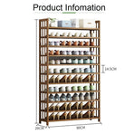 10 Tier Tower Bamboo Wooden Shoe Rack Corner Shelf Stand Storage Organizer, image 6