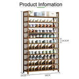 10 Tier Tower Bamboo Wooden Shoe Rack Corner Shelf Stand Storage Organizer - Rear View