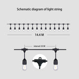 15M Plug Festoon String Lights Kits Globe Outdoor Christmas Party Garden - Top-Down View