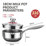 18cm 316L Stainless Steel Saucepan Compound Steel Honeycomb Nonstick Sauce Pan with Glass Lid 1.5L Pot Stay-Cool Handle Multipurpose Milk Saucepan, Induction Capable and Gas Stove - Top-Down View