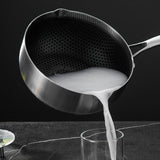 20cm 316L Stainless Steel Saucepan Compound Steel Honeycomb Nonstick Sauce Pan with Glass Lid 2.2L Pot Stay-Cool Handle Multipurpose Milk Saucepan, Induction Capable and Gas Stove - Front View
