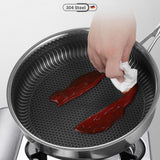 Stainless Steel Frying Pan Non-Stick Cooking Frypan Cookware 28cm Honeycomb Double Sided - Low Angle