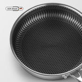 316 Stainless Steel Frying Pan Non-Stick Cooking Frypan Cookware 32cm Honeycomb Double Sided without lid - Low Angle
