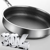 316 Stainless Steel Frying Pan Non-Stick Cooking Frypan Cookware 32cm Honeycomb Double Sided without lid - Extra Image