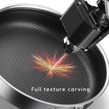 316 Stainless Steel Frying Pan Non-Stick Cooking Frypan Cookware 32cm Honeycomb Single Sided without lid - Top-Down View