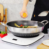 Double Ear 304 Stainless Steel 40cm Non-Stick Stir Fry Cooking Kitchen Wok Pan with Lid Honeycomb Double Sided - Side View