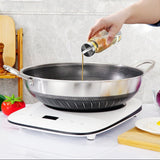 Double Ear 304 Stainless Steel 40cm Non-Stick Stir Fry Cooking Kitchen Wok Pan with Lid Honeycomb Double Sided - Top-Down View